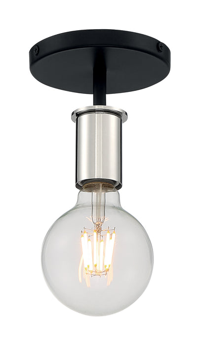 One Light Semi Flush Mount from the Ryder collection in Black / Polished Nickel finish