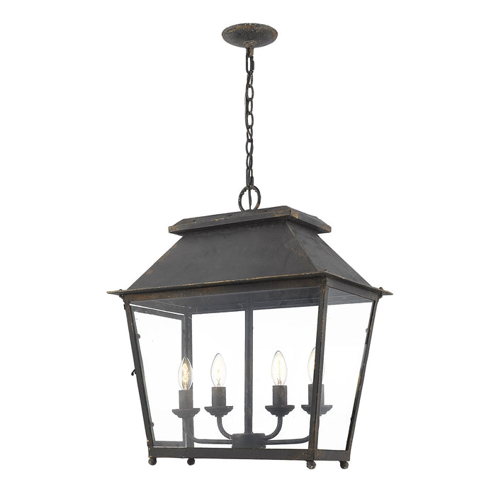 Four Light Pendant from the Abingdon collection in Antique Black Iron finish