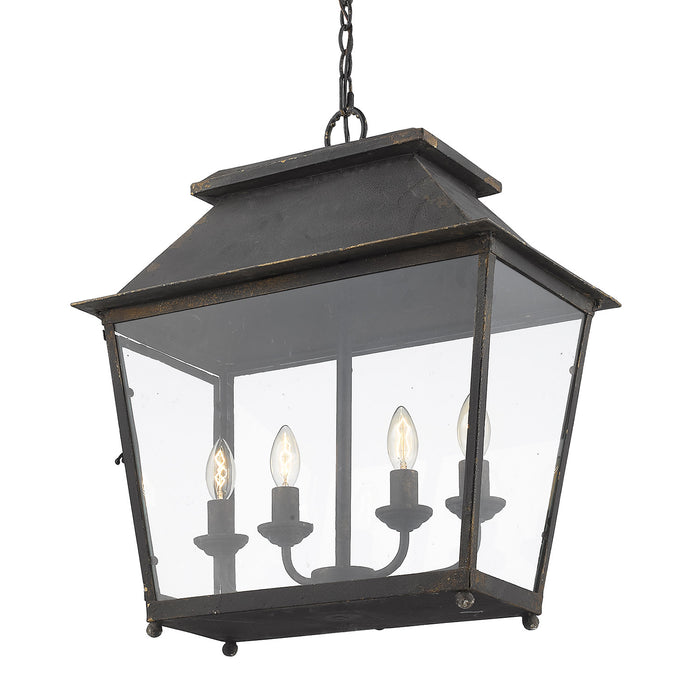 Four Light Pendant from the Abingdon collection in Antique Black Iron finish
