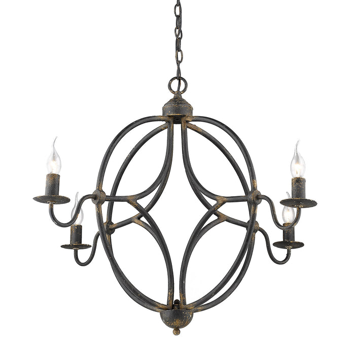 Four Light Chandelier from the Caspian collection in Antique Black Iron finish