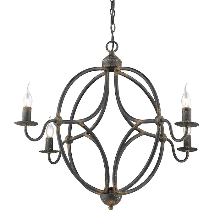 Four Light Chandelier from the Caspian collection in Antique Black Iron finish
