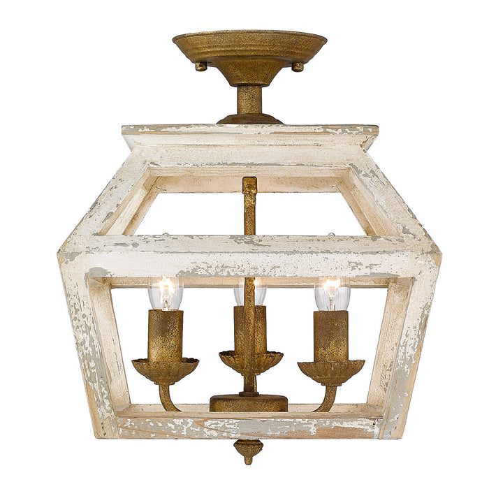 Three Light Semi-Flush Mount from the Haiden collection in Burnished Chestnut finish
