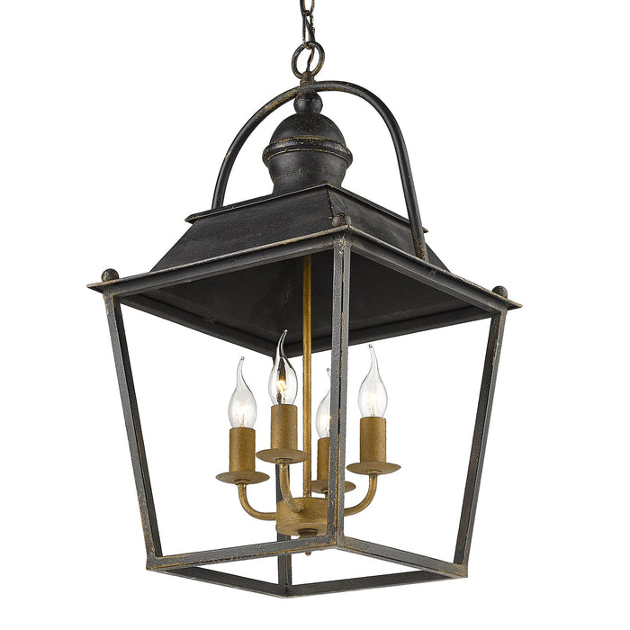 Four Light Pendant from the Christoff collection in Antique Black Iron finish