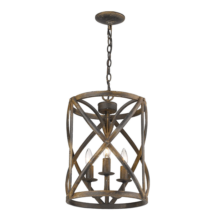 Three Light Pendant from the Alcott collection in Antique Black Iron finish