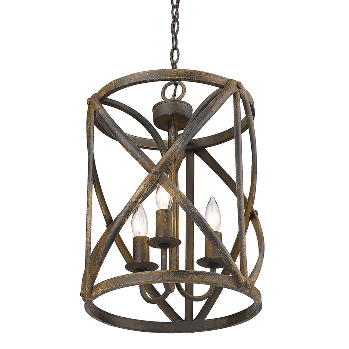 Three Light Pendant from the Alcott collection in Antique Black Iron finish