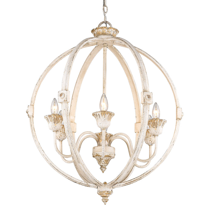 Six Light Chandelier from the Jules collection in Antique Ivory finish