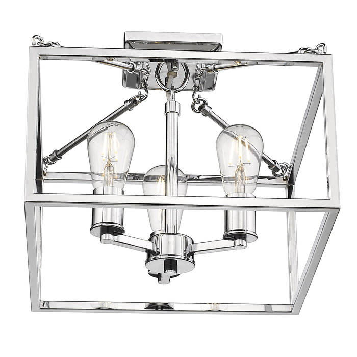 Three Light Semi-Flush Mount from the Wesson collection in Chrome finish