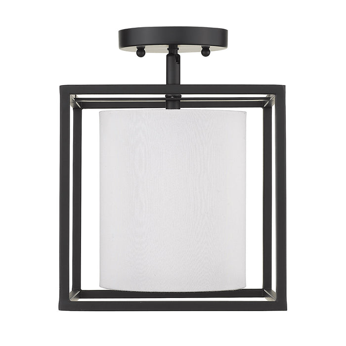 One Light Semi-Flush Mount from the Manhattan collection in Matte Black finish