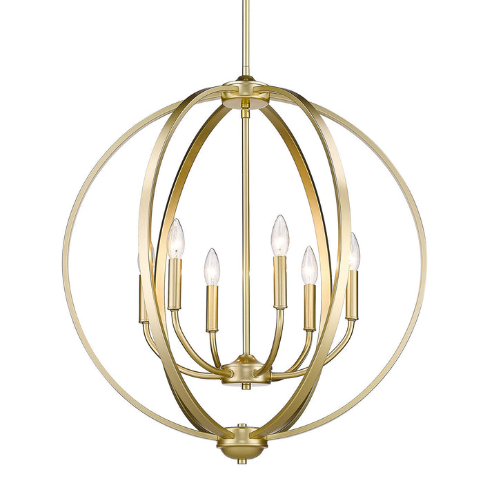 Six Light Chandelier from the Colson collection in Olympic Gold finish