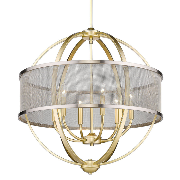 Six Light Chandelier from the Colson collection in Olympic Gold finish