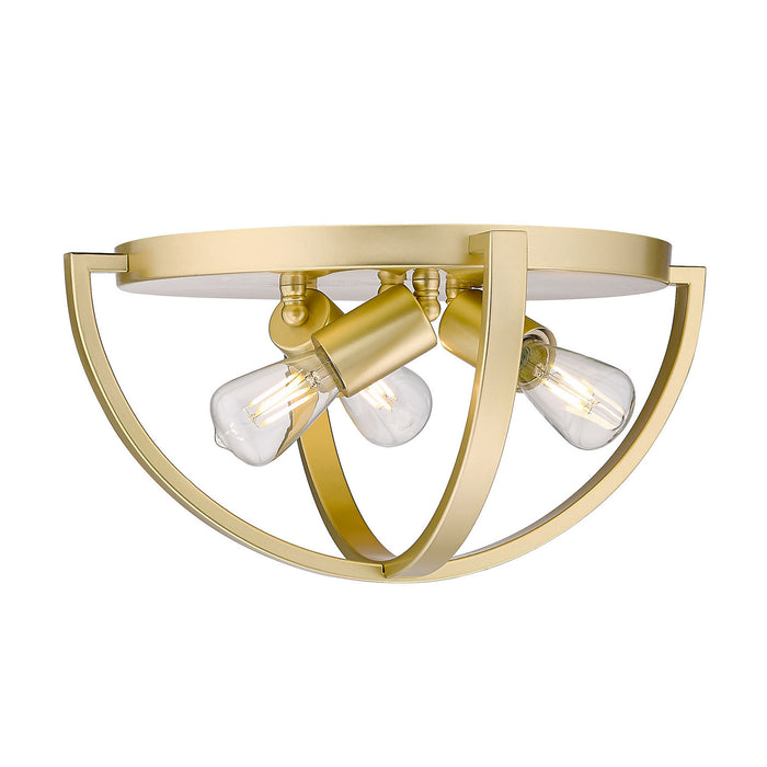 Three Light Flush Mount from the Colson collection in Olympic Gold finish