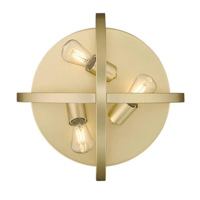 Three Light Flush Mount from the Colson collection in Olympic Gold finish