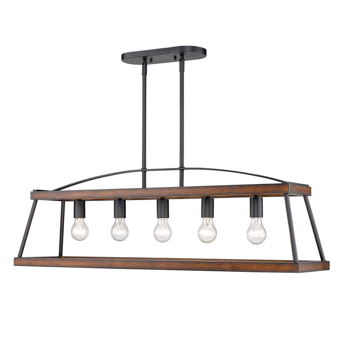 Five Light Linear Pendant from the Teagan collection in Natural Black finish