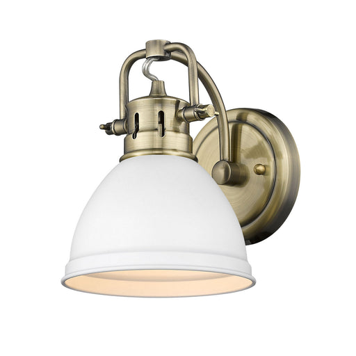 Golden - 3602-BA1 AB-WHT - One Light Bath Vanity - Duncan - Aged Brass