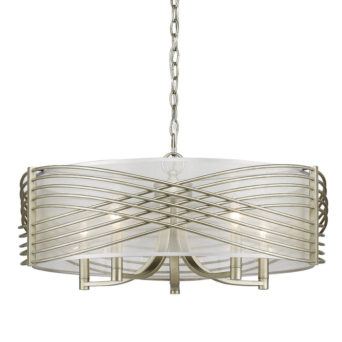 Five Light Semi-Flush Mount from the Zara collection in White Gold finish
