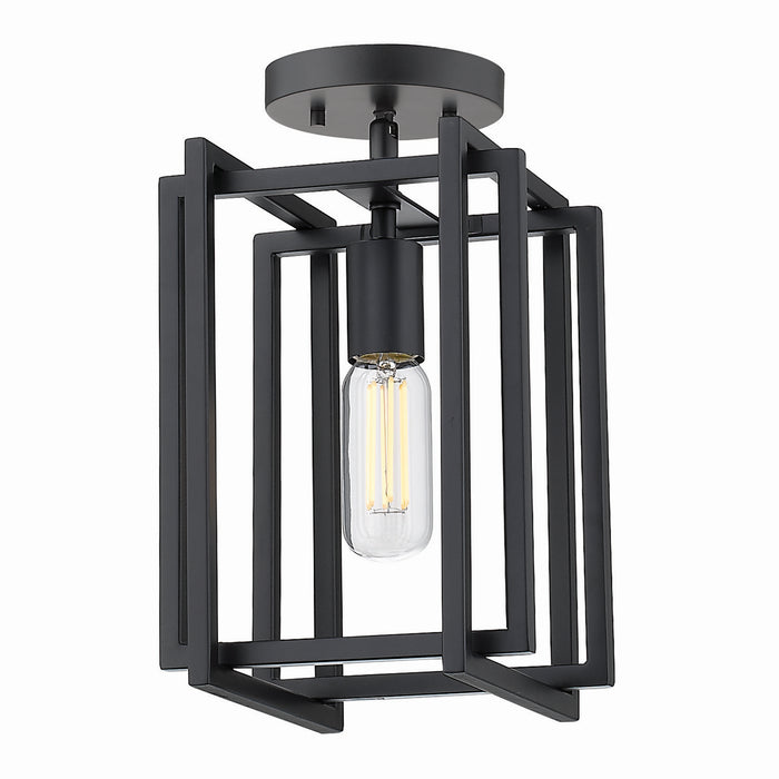 One Light Semi-Flush Mount from the Tribeca collection in Matte Black finish