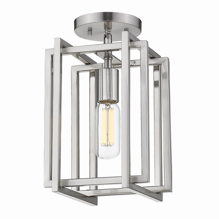 One Light Semi-Flush Mount from the Tribeca collection in Pewter finish