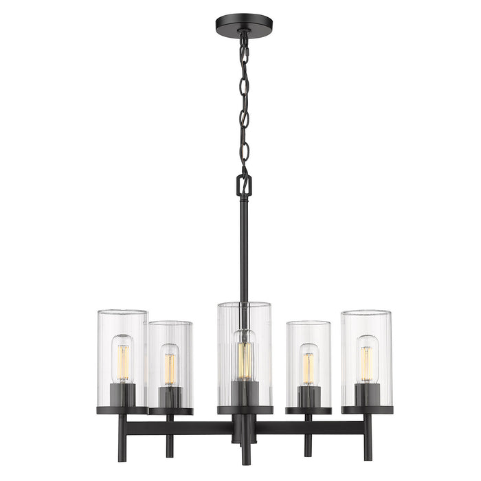 Five Light Chandelier from the Winslett collection in Matte Black finish