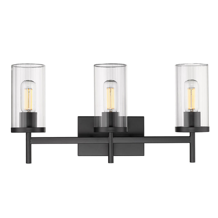 Three Light Bath Vanity from the Winslett collection in Matte Black finish