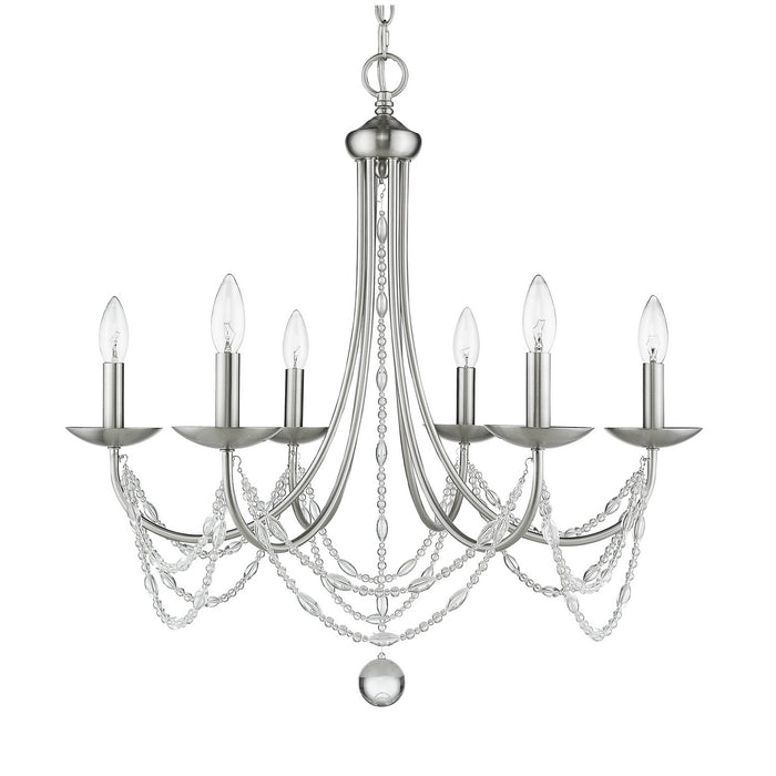Six Light Chandelier from the Mirabella collection in Pewter finish