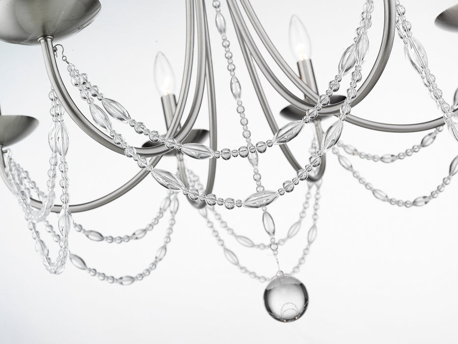 Six Light Chandelier from the Mirabella collection in Pewter finish