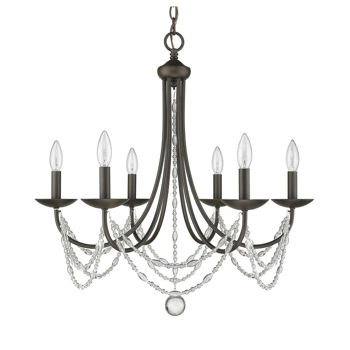 Six Light Chandelier from the Mirabella collection in Rubbed Bronze finish