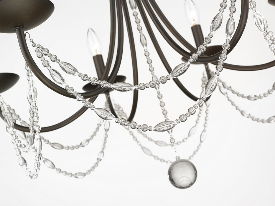 Six Light Chandelier from the Mirabella collection in Rubbed Bronze finish
