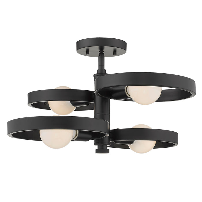 Four Light Semi-Flush Mount from the Sloane collection in Matte Black finish