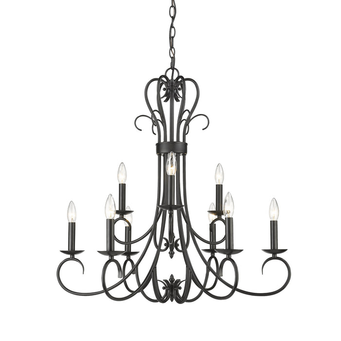 Nine Light Chandelier from the Homestead collection in Matte Black finish