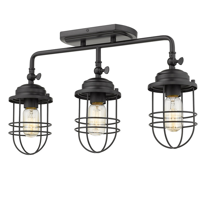 Three Light Semi-Flush Mount from the Seaport collection in Matte Black finish
