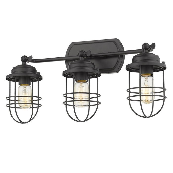 Three Light Semi-Flush Mount from the Seaport collection in Matte Black finish