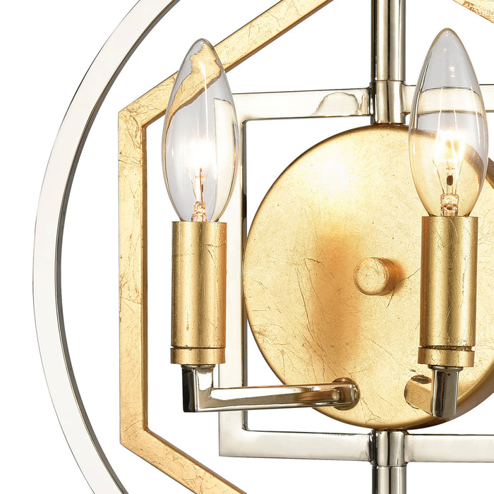 Two Light Wall Sconce from the Geosphere collection in Polished Nickel finish