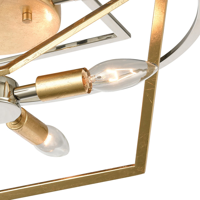 Four Light Semi Flush Mount from the Geosphere collection in Polished Nickel finish