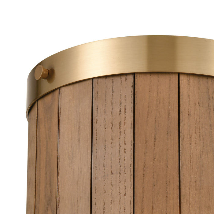 Two Light Wall Sconce from the Wooden Barrel collection in Satin Brass, Medium Oak, Medium Oak finish