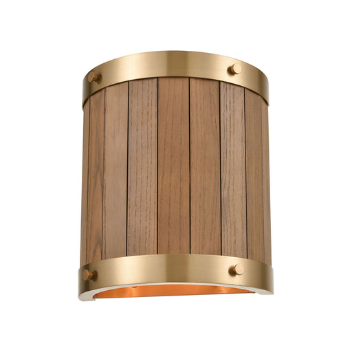 ELK Home - 33370/2 - Two Light Wall Sconce - Wooden Barrel - Satin Brass, Medium Oak, Medium Oak