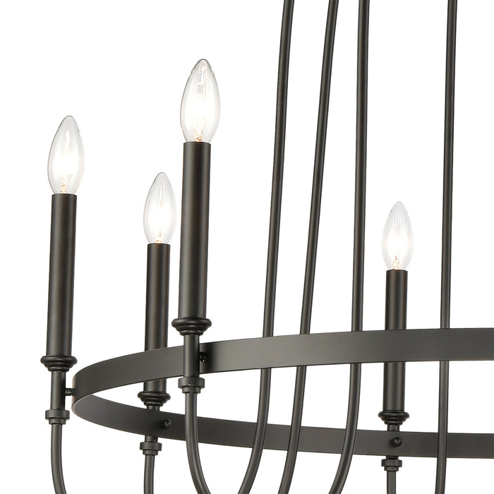 Nine Light Chandelier from the Wickshire collection in Matte Black finish