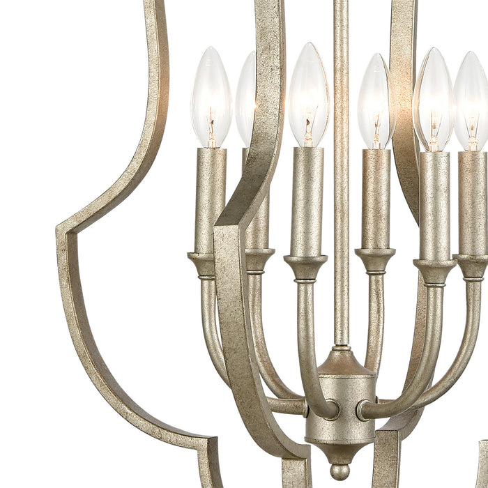 Six Light Pendant from the Lanesboro collection in Dusted Silver finish
