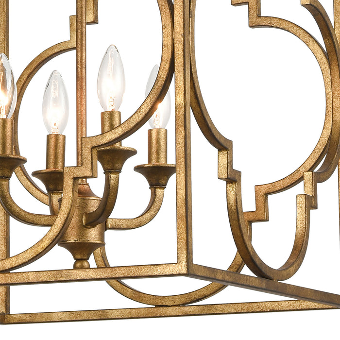 Four Light Chandelier from the Wembley collection in Antique Gold finish