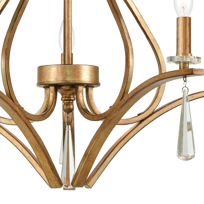 Five Light Chandelier from the Katania collection in Antique Gold finish