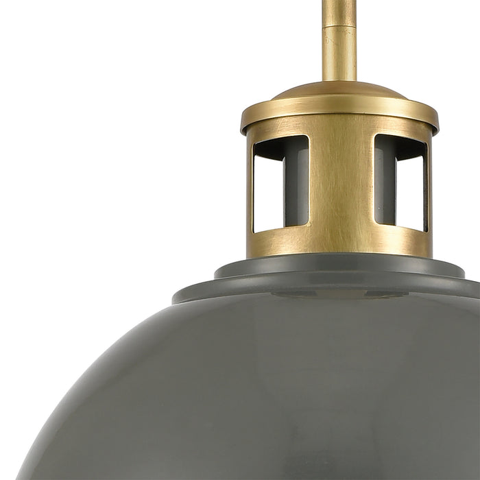 One Light Mini Pendant from the Lyndon collection in Gray, Brass, Brass finish