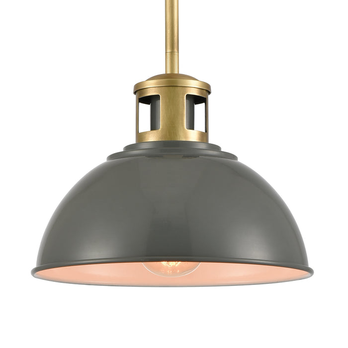 One Light Mini Pendant from the Lyndon collection in Gray, Brass, Brass finish