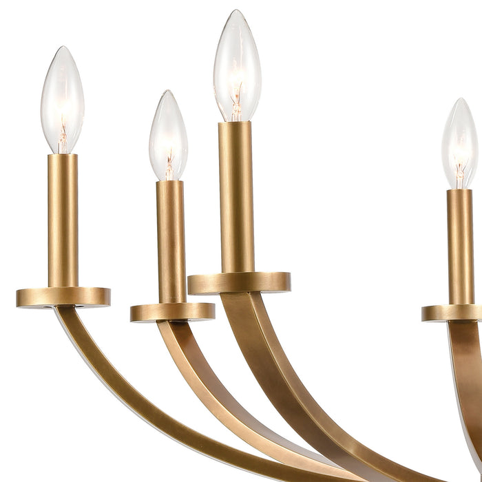 Eight Light Chandelier from the Erindale collection in Natural Brass finish