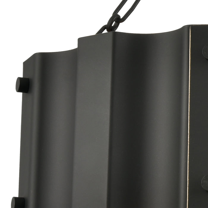 Three Light Semi Flush Mount from the Clausten collection in Black, Gold, Gold finish