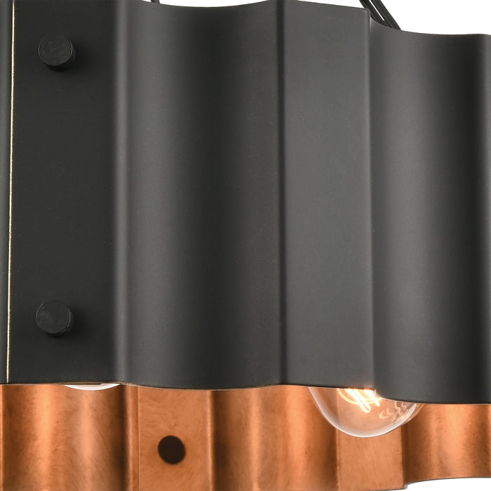 Three Light Semi Flush Mount from the Clausten collection in Black, Gold, Gold finish