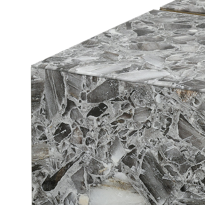 Coffee Table from the Crystalline collection in Grey Agate, Antique Silver Leaf, Antique Silver Leaf finish