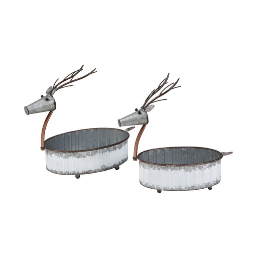 ELK Home - 201080 - Reindeer Pots (Set of 2) - Sawyer White