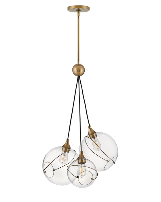 Hinkley - 30304HBR - Three Light Pendant - Skye - Heritage Brass