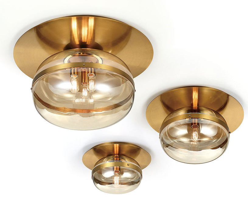 Three Light Flushmount from the Nottingham collection in Ancient Brass finish
