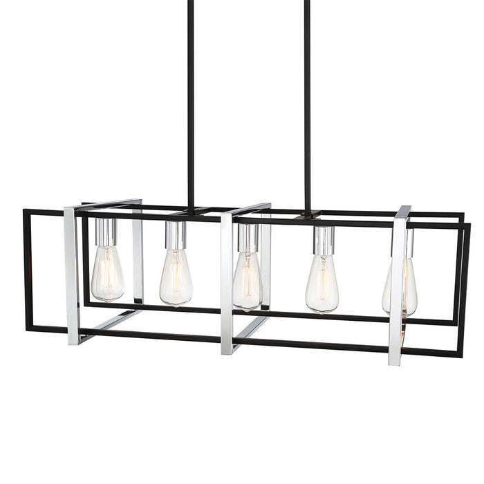 Five Light Chandelier from the Stafford collection in Chrome/Black finish
