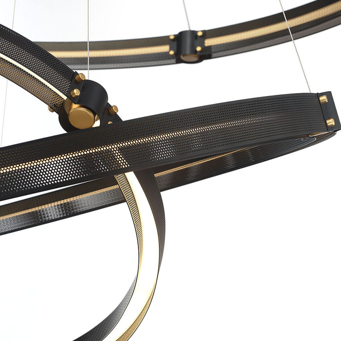 LED Chandelier from the Admiral collection in Matte Black/Gold finish